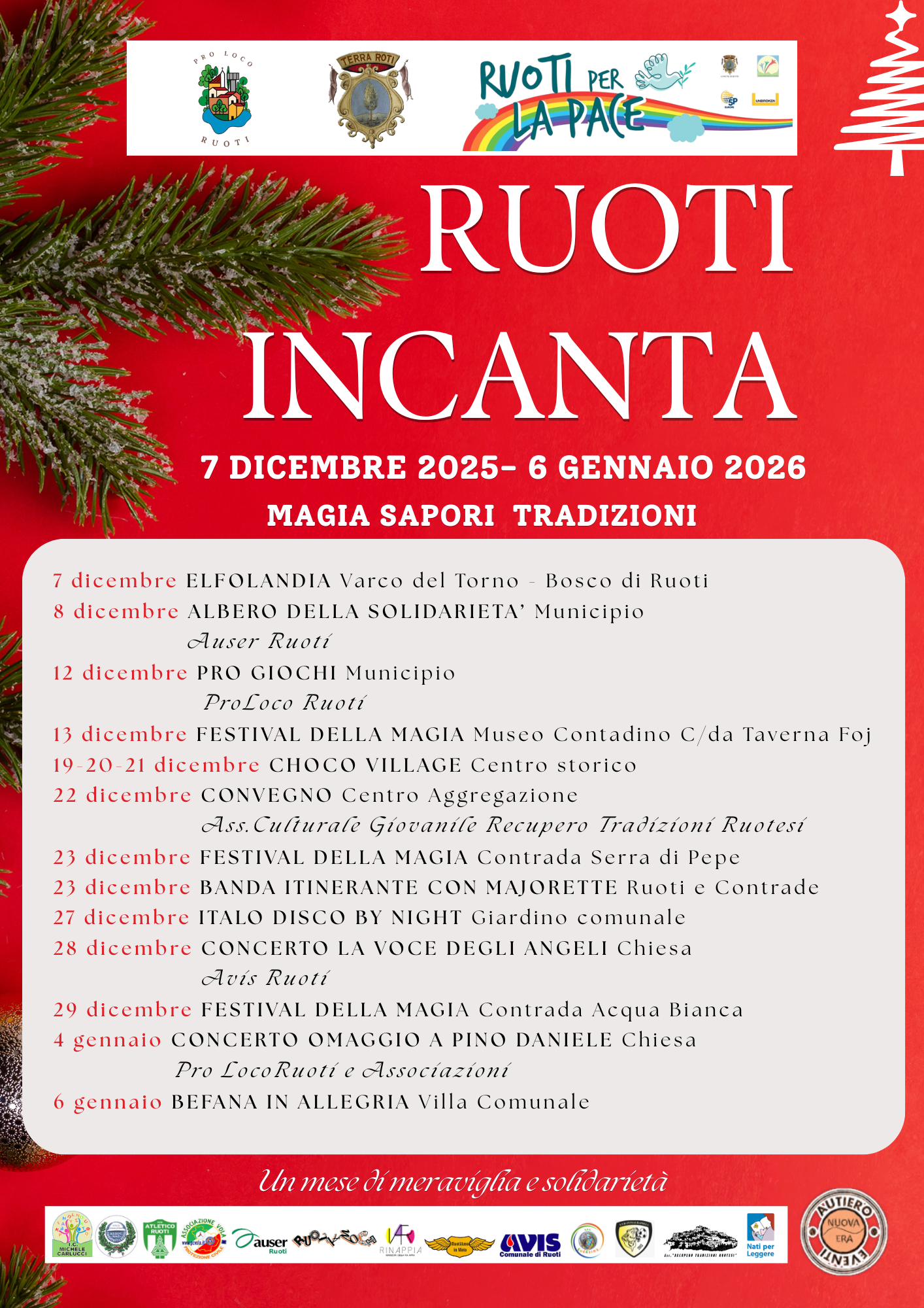 NATALE 2025: RUOTI PUNTA SU SOLIDARIETÀ, PARTECIPAZIONE E VALORIZZAZIONE DEL TERRITORIO